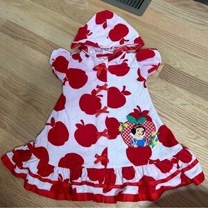 Disney Snow White Swim Cover Up Hooded Sz 4 Apples Terry Cloth Beach